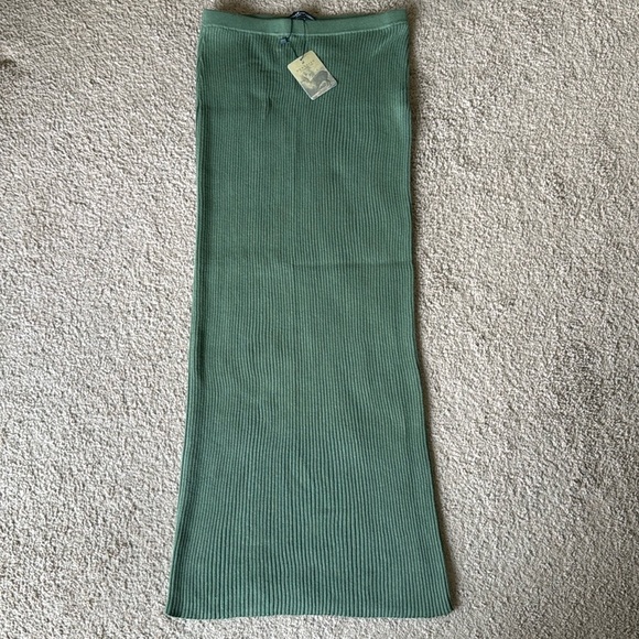 NWT Peruvian Connection Lucana Ribbed Cotton Midi Skirt in Oregano Green - Picture 5 of 10